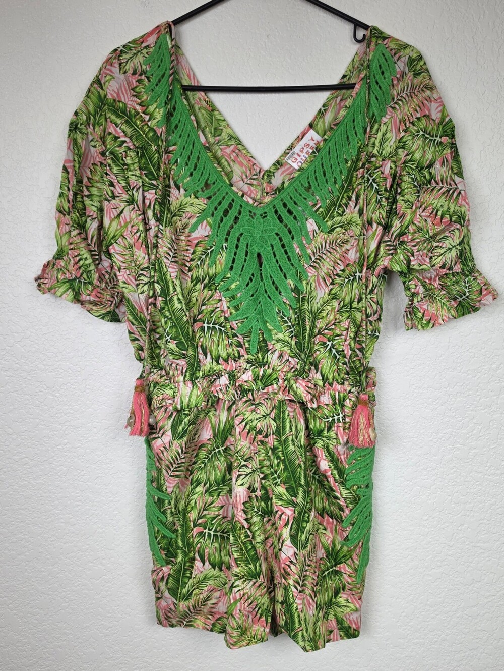 NWT Free People Gipsy Queen Gold Metallic Tropical Romper